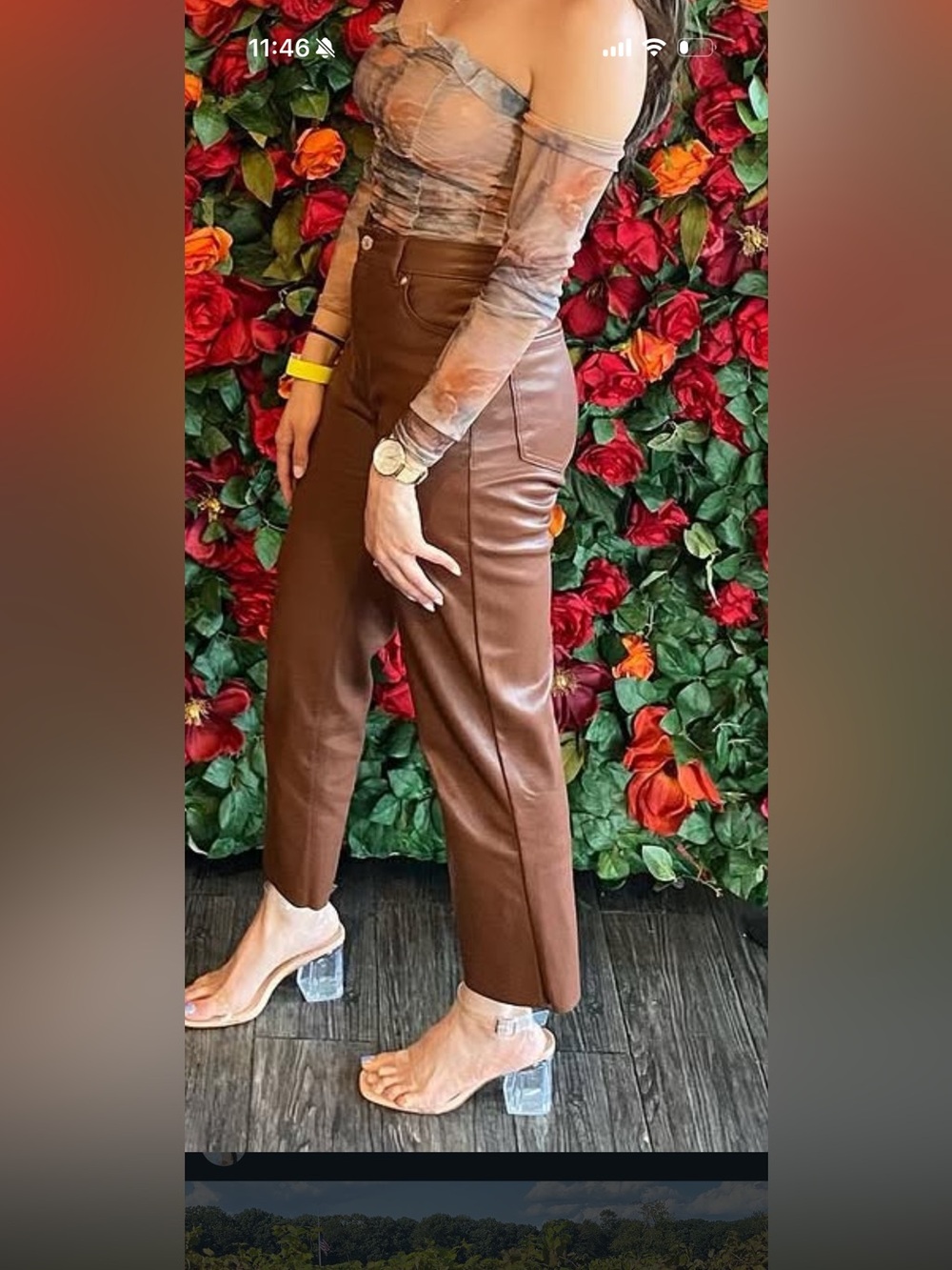 Express Brown Vegan Leather Ankle Pants